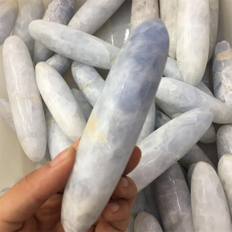 

100% Natural Blue Celestine Massage Wand Polished Blue Celestine Stone Crystal Healing Reiki Metaphysical Powerful Meditation
