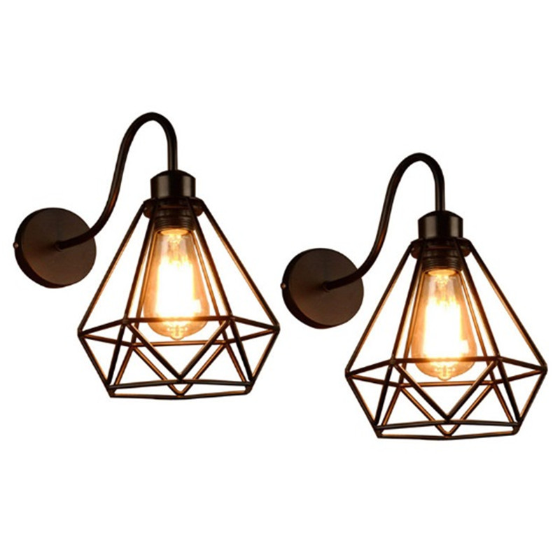 

led wall lamp bedroom retro wall lamp coffee restaurant creative indoor diamond bird cage Nordic