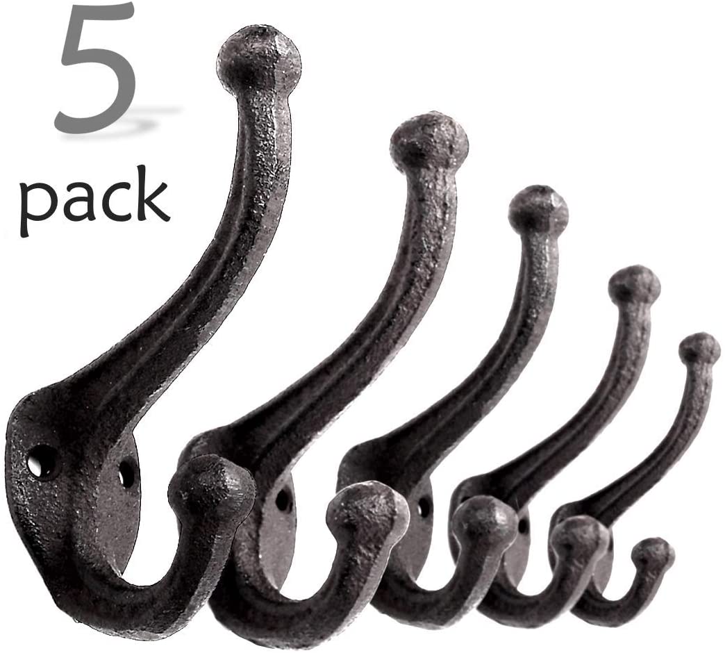 Vintage Acorn Black, Set of 4 Towels Vintage Cast Iron Wall Hooks Hats - Rustic Great for Coats Farmhouse Coat Hooks Bags