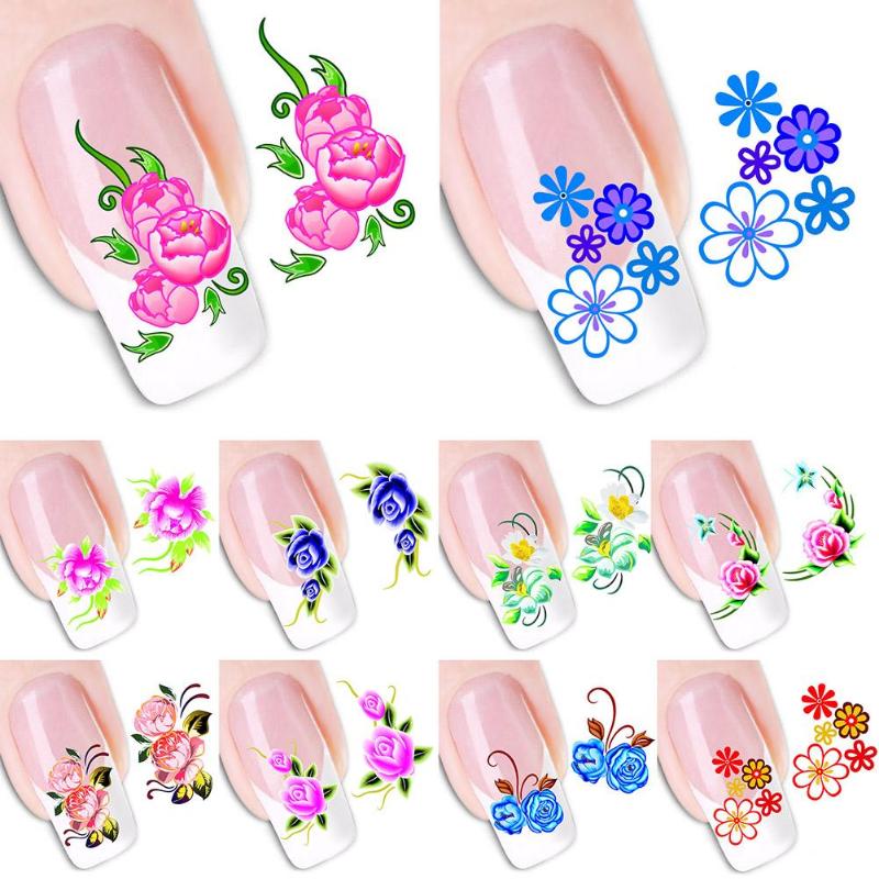 

Nail Art Water Transfer Tip Decal Tattoo Sticker Women Beauty Manicure Tool Flower Series Stickers Full Wraps Nail Tips DIY, Xf1190