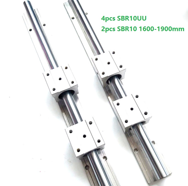 

2pcs SBR10 1600mm/1700mm/1800mm/1900mm support rail linear rail guide + 4pcs SBR10UU linear bearing blocks for CNC router parts