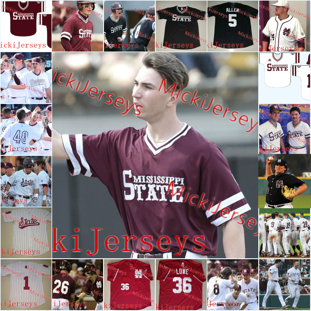 

Mississippi State Bulldogs Baseball Jersey Hunter Renfroe Will Clark Dakota Hudson Brandon Woodruff Jonathan Holder Mississippi State Jersey, Black