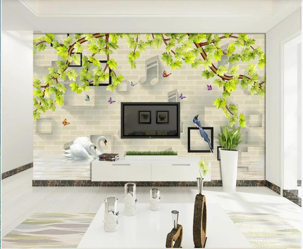 

Custom photo 3d wallpaper European tree 3D musical notes brick wall background home decor living room wallpaper for walls 3 d, Non-woven