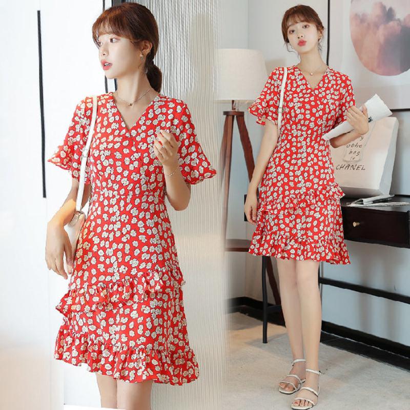 

2020 Summer High Quality Daisy Print Chiffon Sundress Vintage Elegant Plus Size Runway Mini Dresses Women Bodycon Party Vestidos, Black