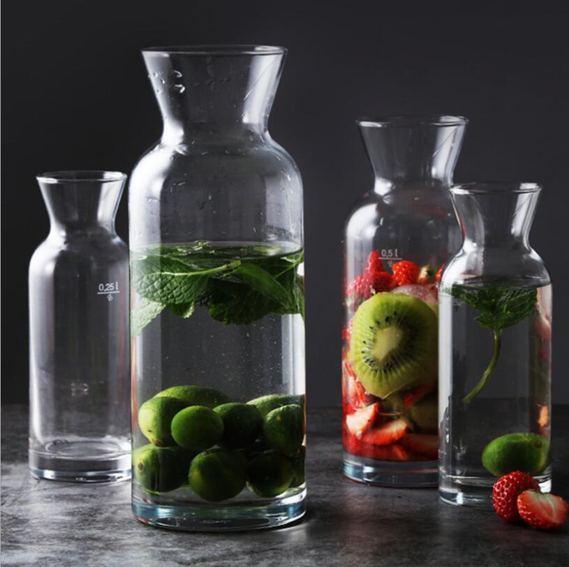 Pasha garden glass juice bottle Drinkware iced orange tea drink pot milk bottles dispenser vase Multi-function wine decanter vases-image-540678225