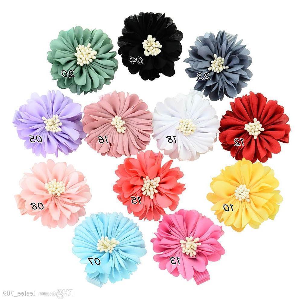 2 x Cute Baby Girls Satin Tulle Peony Flower Hair Clip Hairpin for Kids Toddler