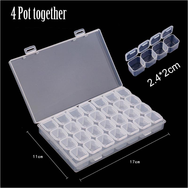 

28 Slots Clear Plastic Empty Nail Art Decoration Storage Case Box Nail Glitter Rhinestone Beads Accessories Container Tools