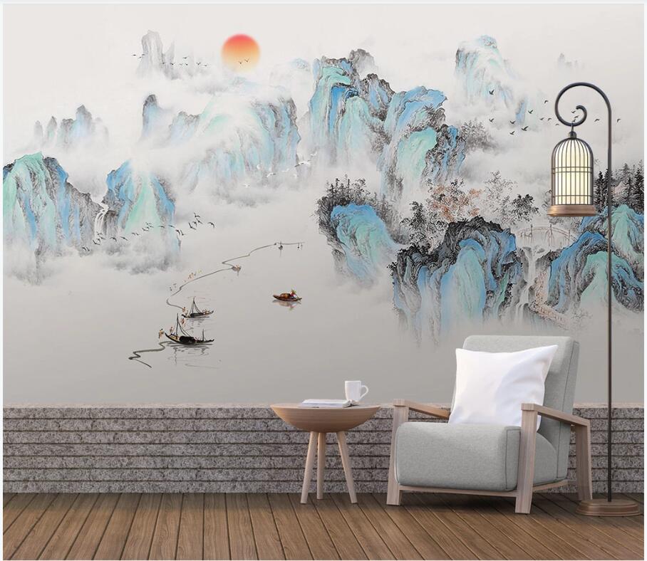 

WDBH 3d wallpaper custom photo Chinese style landscape painting background living room home decor 3d wall murals wallpaper for walls 3 d, Non-woven