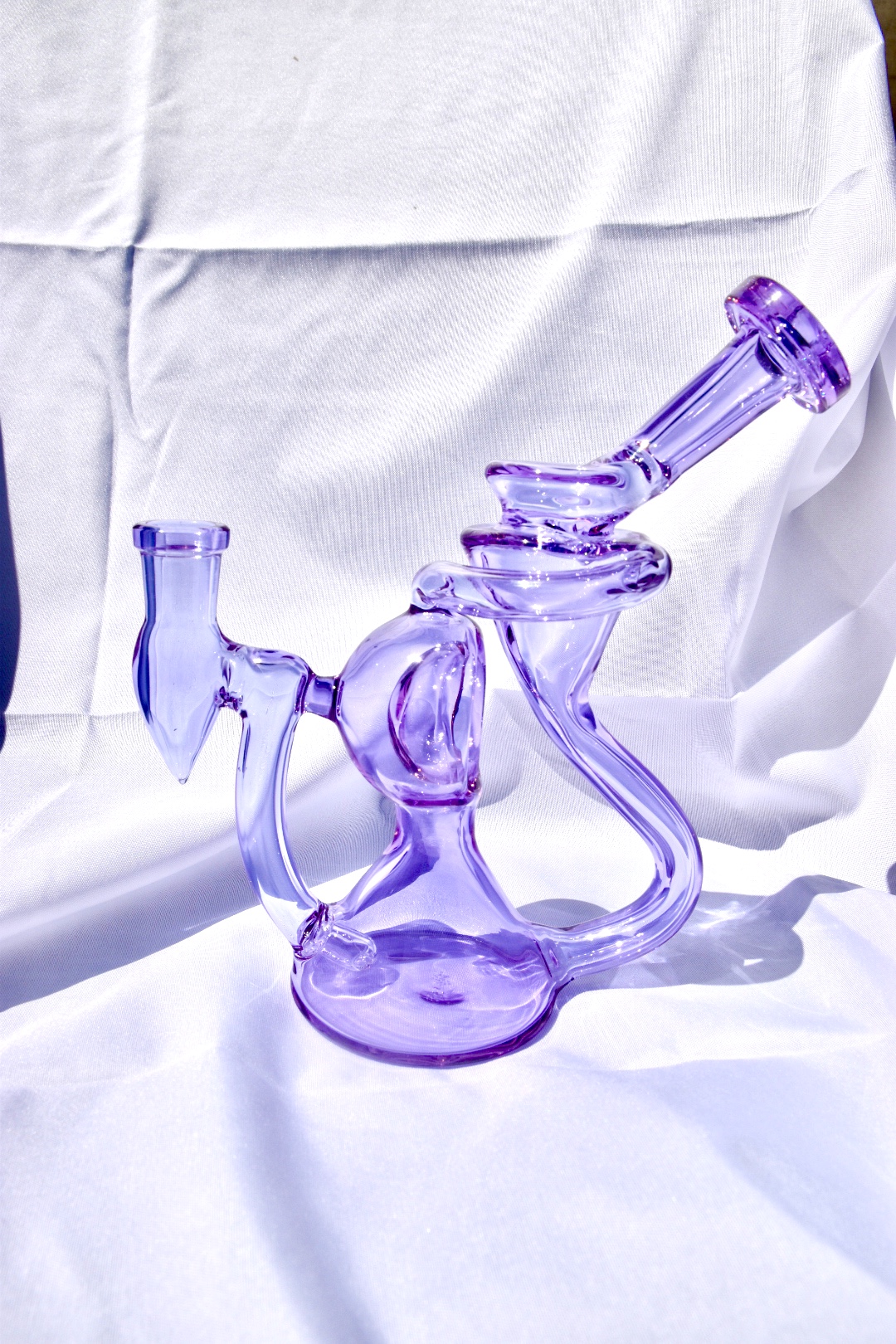 

7-inch glass hookah, drill tower smoking pipe, purple, 14mm joint, factory direct price concessions