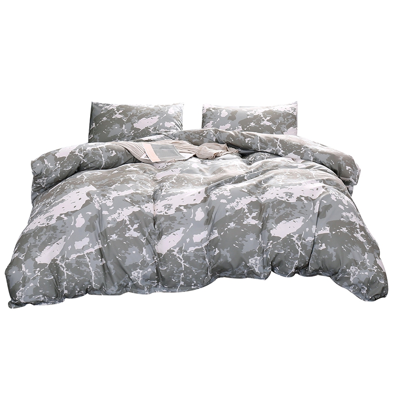 

3Pcs Printed Sanded Quilt Cover Bedding Set Home Textile Bedclothes USA Polyester Cover Flat Sheet Pillowcases Home Bedding Set, Gray