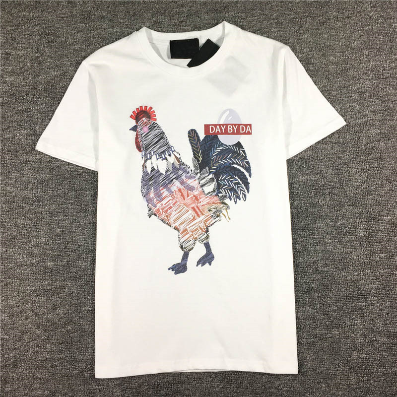

Fashion Mens Stylist T Shirts Casual Men Summer Short Sleeves High Quality Cotton Cock Print Men Women T Shirt, White;black