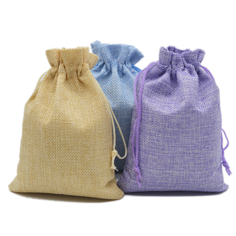 Sac en Jute coloré naturel, cordon de serrage en toile de Jute pour la maison, décoration de mariage, cadeau de bonbons, perles, sacs à bijoux, f