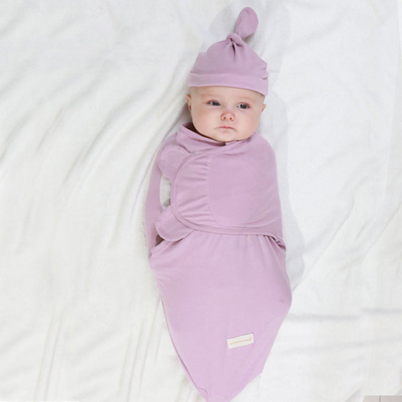 

Babies Sleeping Pouch Solid Color Newborn Envelope Cocoon Wrap Swaddle Hat Cotton 0-6 Months Sleep Blanket Wrap Sleepsack 2 Pcs