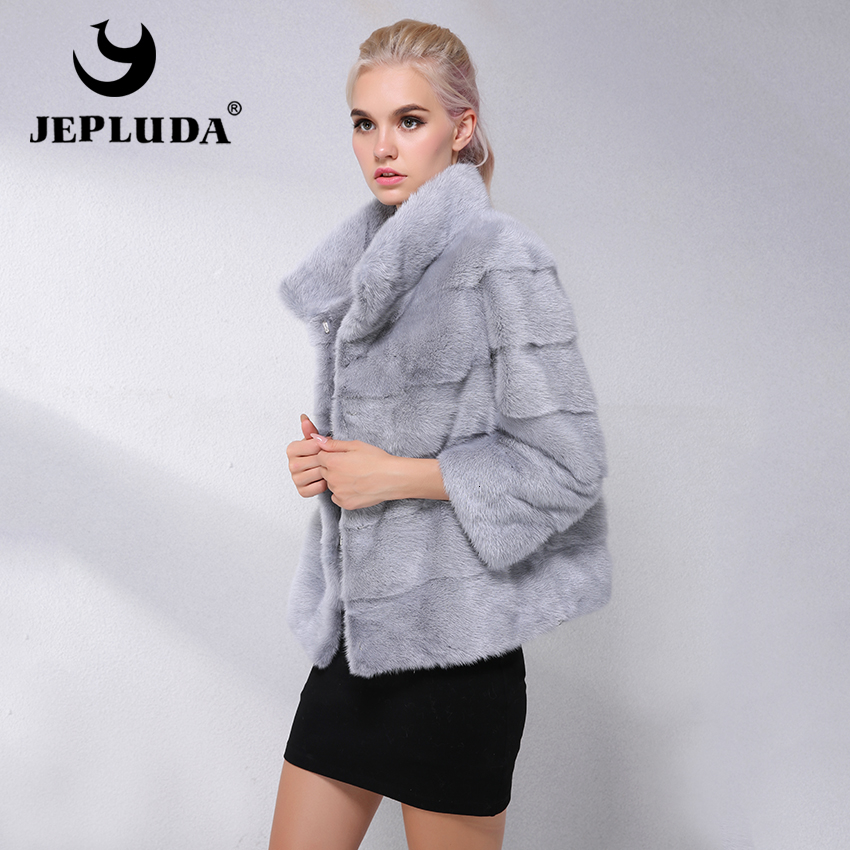

JEPLUDA New Type Natural Real Mink Fur Coat Women Commuting-Leisure Short Real Mink Fur Jacket Women Winter Ladies Real Fur Coat CJ191212, Issee