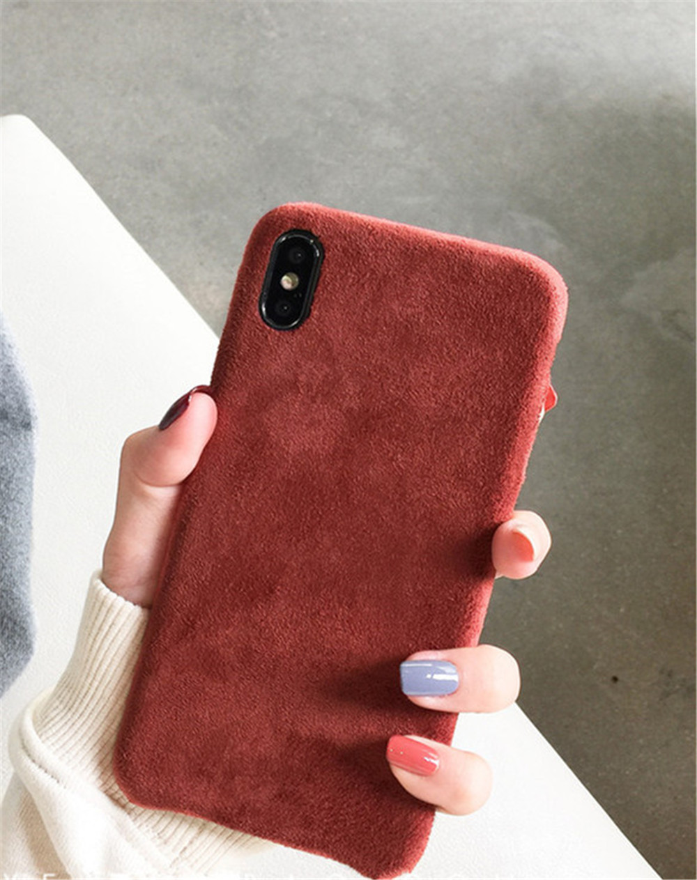 

B25 cases for iphoneXR winter velvet stiffed case, Black