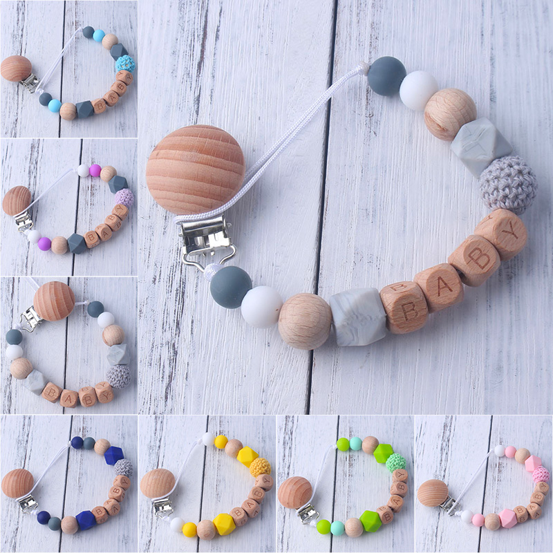 

Handmade Silicone Crochet Beads Silicone Pacifier Chains Teething Chain Baby Teether Pacifier Clips Holder Chain Eco-friendly