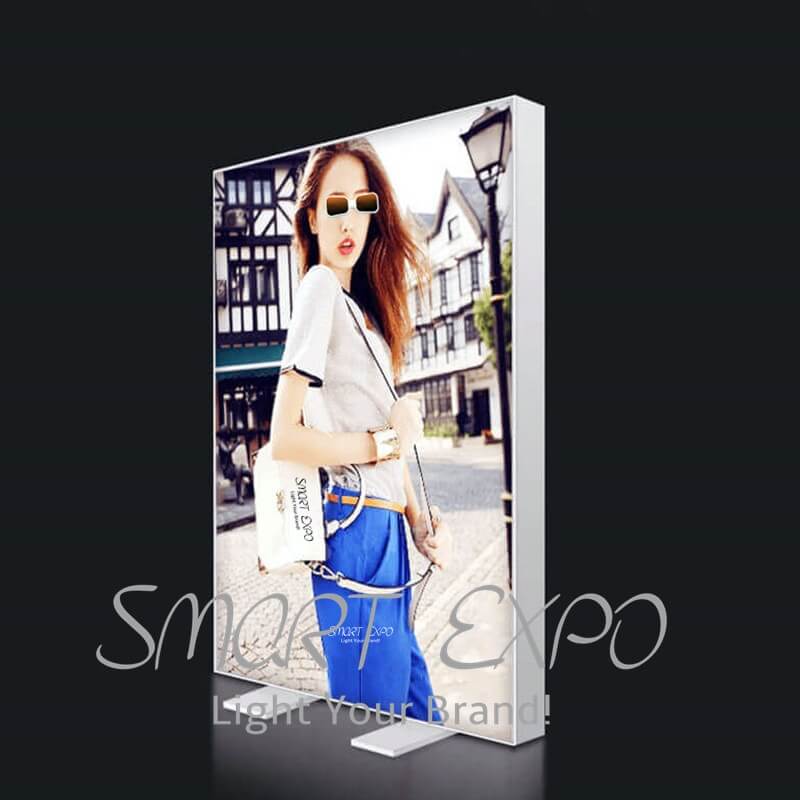 

85*245cm Free Standing Frameless Tension Fabric Light Box for Poster Display with Double Printed Graphics Carry Bag Flat Packing