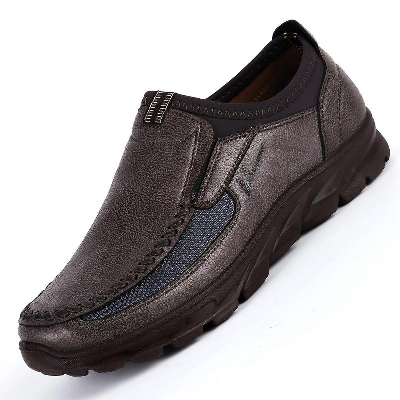 

On Comfortable Men Flats Shoes Slip Men Loafers 48 Classic Leather Summer Formal Shoes Breathable Casual Moccasins Big Male Size Icvrd, White;black
