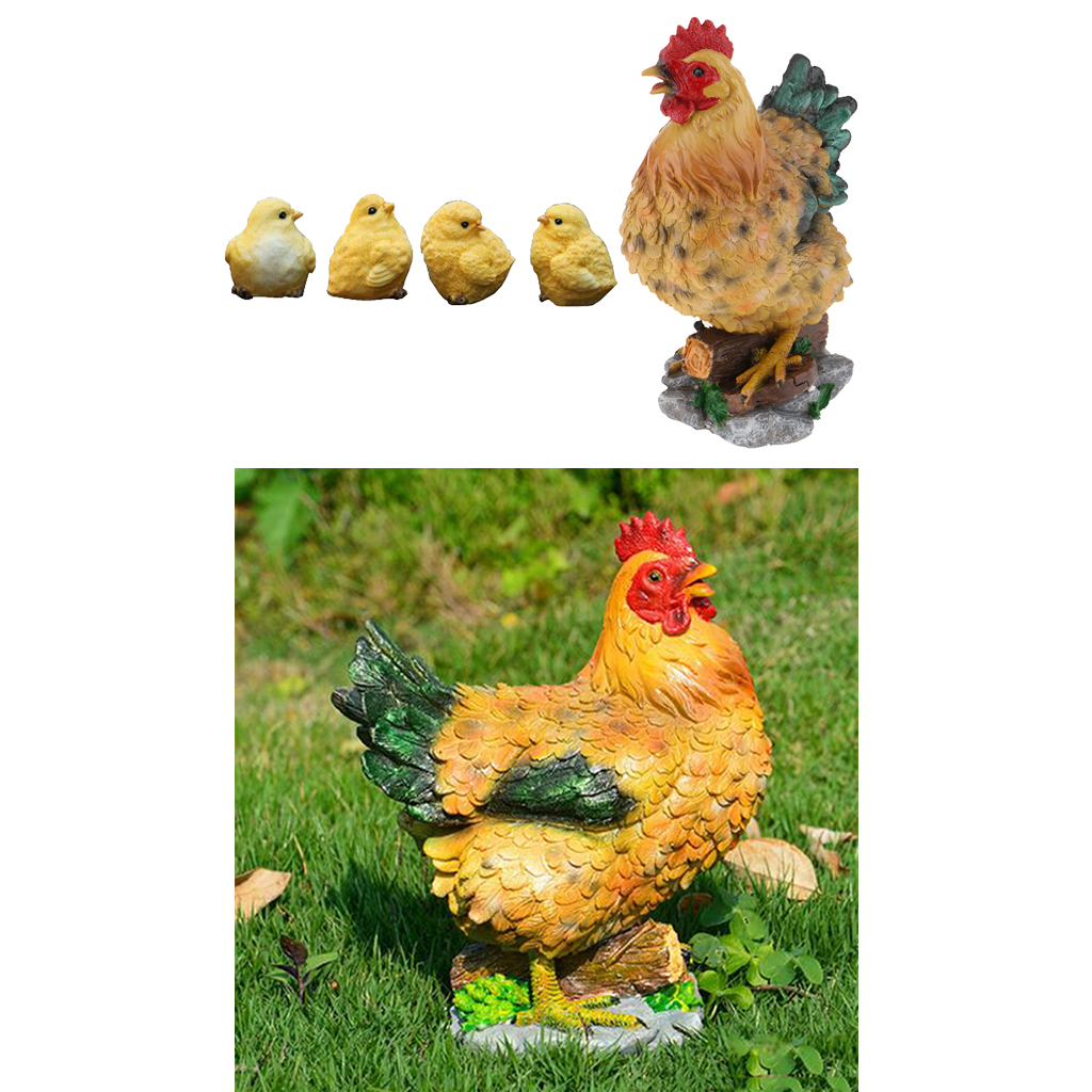 

Artificial Animals Standing Chicks and Hens Ornament Outdoor Lawn Garden Decor