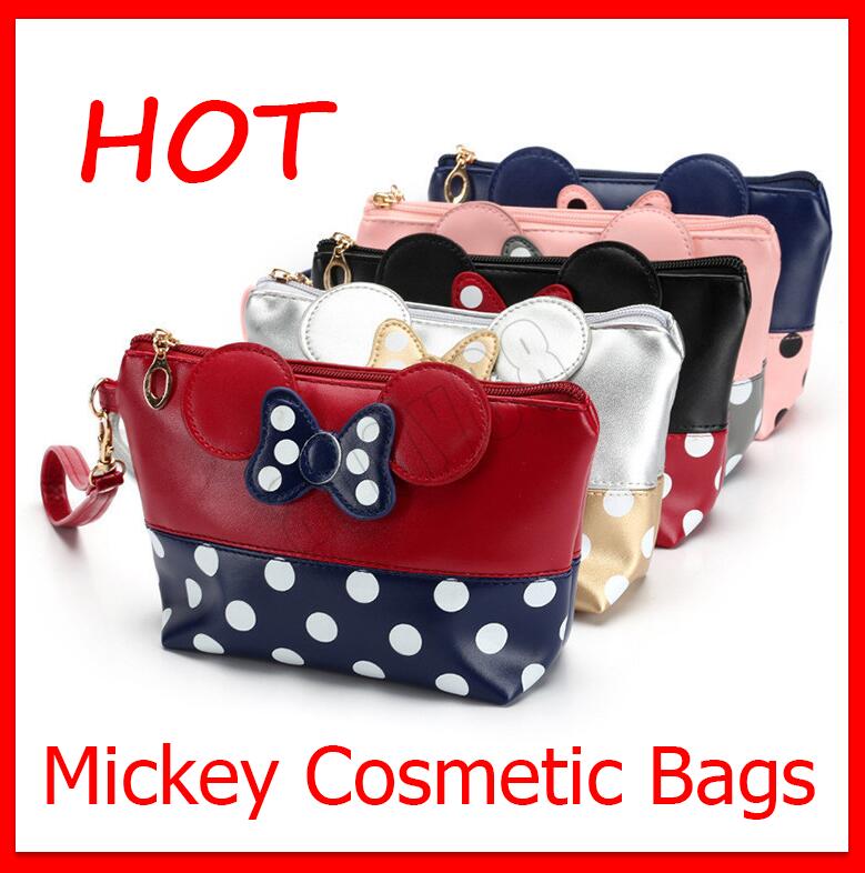 

Fashion Cosmetic Bags Mouse Cute Clutch Bag Bowknot Makeup Bag HandBag for Travel Makeup Organizer and Toiletry 5 Types