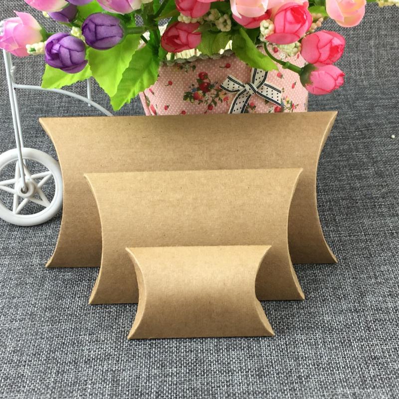 

50Pcs Black and Brown Natural Paper Pillow Shape Packaging Boxes Blank Cardboard Wedding Gift Packaging Boxes