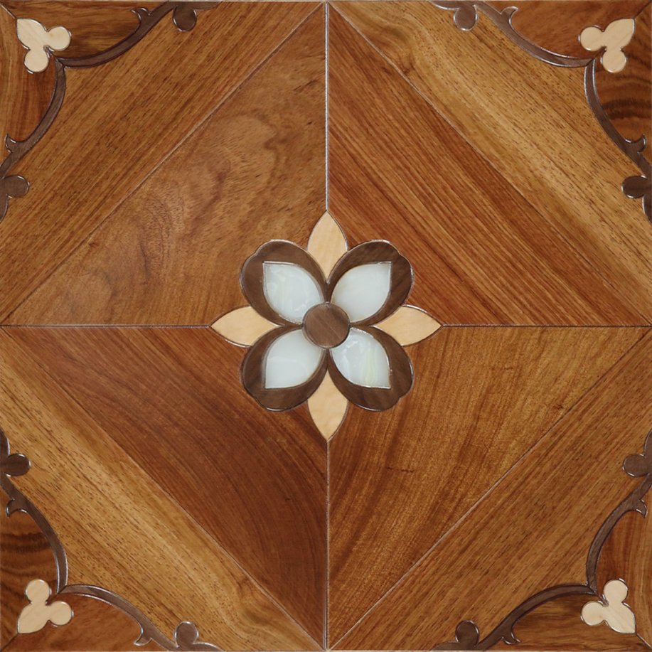 Roesewood solid wood floor high-end engineered hardwood flooring marquetry furniture home decor border wall Inlay carpet household living room Mo-image-526182194