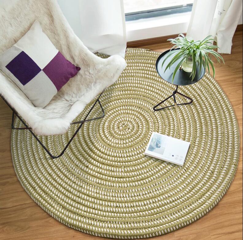 

Thicken Woven Round Computer Cushion Carpets For Living Room Bedroom Rug Study room Tatami Carpet Household Mat Home Decoration