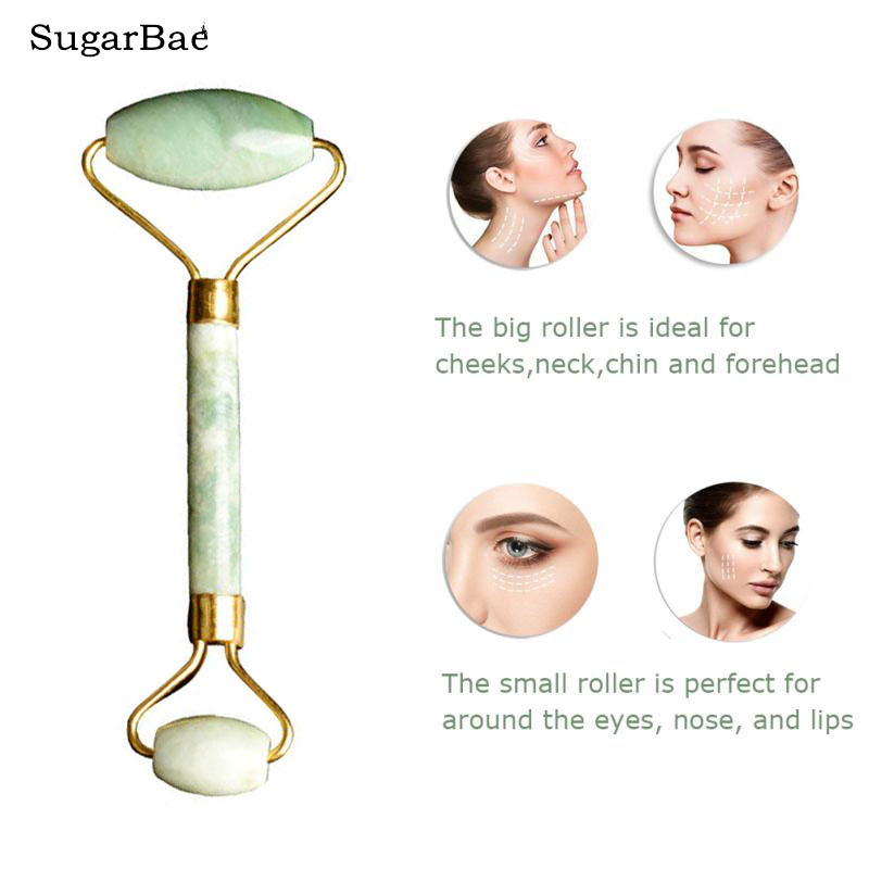 Natural Jade Massager Eyes Stone Face Roller Massager For Face Lift Double Head Anti Cellulite Wrinkle Cool Massage Tool