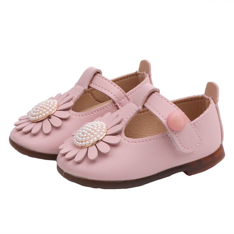 

11.5-13.5cm Baby Girls PU Leather Shoes Cute Princess Flower Toddler Shoes