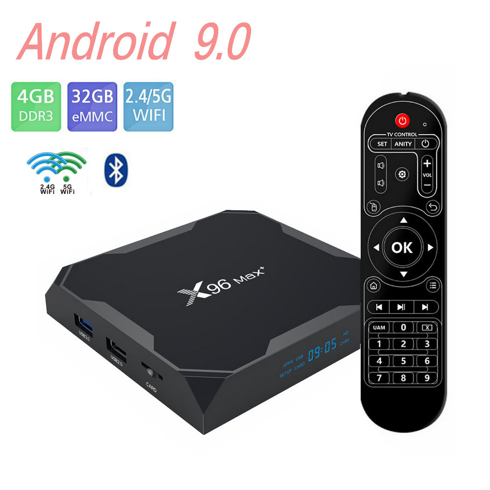 

X96 Max+ Android 9.0 TV Box S905X3 4GB+32GB/64GB Dual 2.4G+5G Wifi Bluetooth 4.1 PK TX6