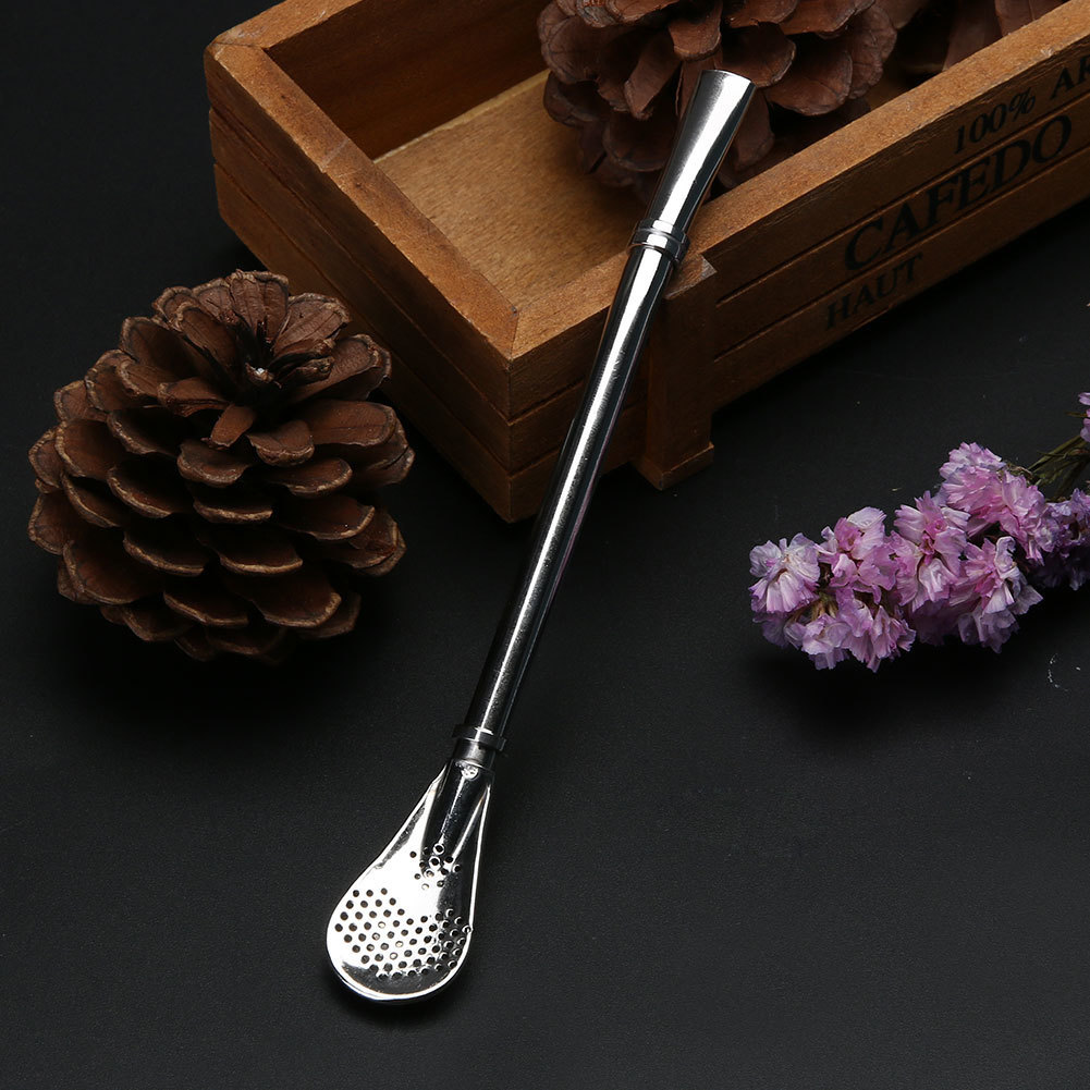 2020 Stainless Steel Tea Strainers Filter Spoon Coffee Mixing Tea Infuser Filter Straw For Loose