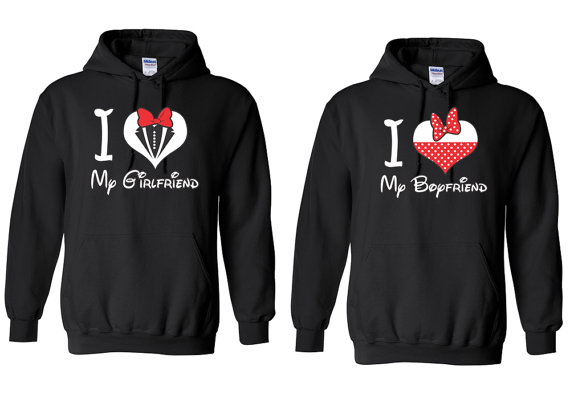 

I Love My Boyfriend couple Sweatshirt I Love My GirlFriend couple lovers Hoodie US standard plus size S-3XL, Women gray
