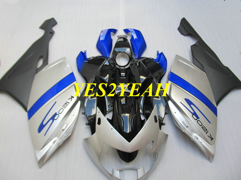 

Motorcycle Fairing body kit for BMW K1200S 05 06 07 08 K1200S 2005 2006 2007 2008 Silver black Fairings bodywork+Gifts BA05, Multi-color
