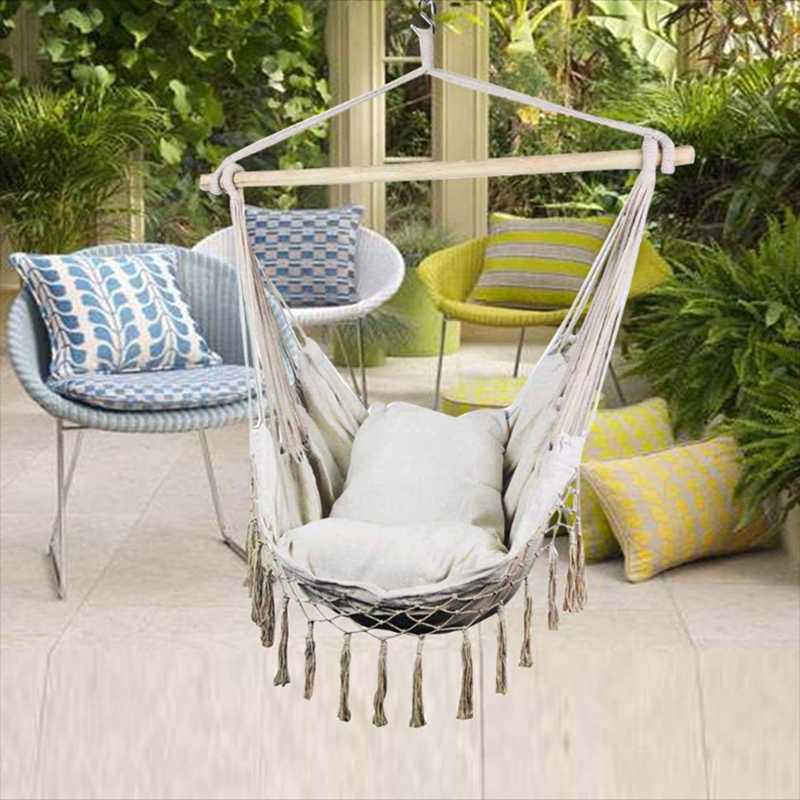 

Tassel garden hammock chair maximum load 150KG portable travel camping hammock swing chair camping furniture swing