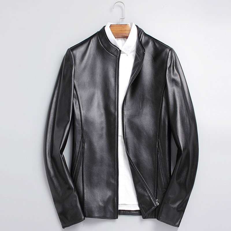 

Jacket Korean Men Genuine Clothes 2020 Short Sheepskin Coat Slim Fit Motorcycle Leather Jackets ZDY0022 KJ2298, Black
