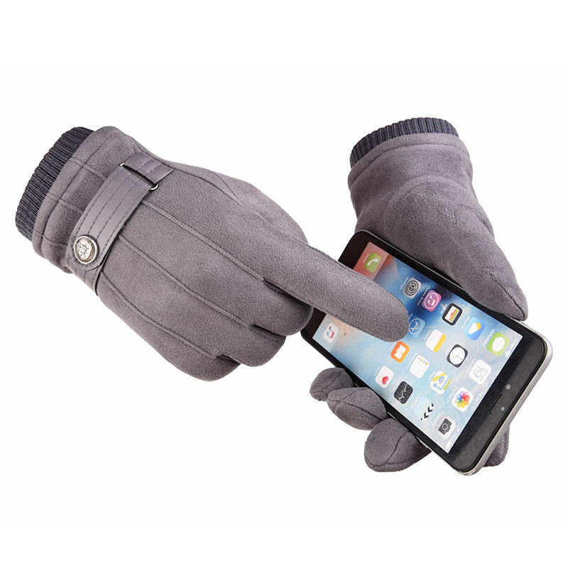 

Handmade Men Holiday Gift Winter Five Fingers Gloves Soft Keep Warm Screen Touch Driving Glove