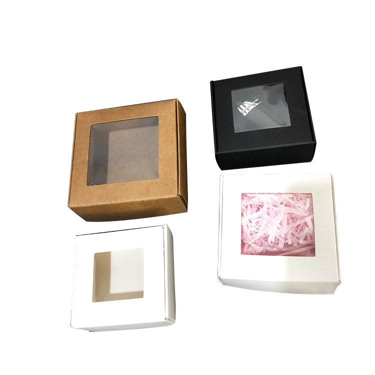 

50Pcs/set Kraft Paper Candy Box Transparent PVC Window Soap Boxes Jewelry Gift Packaging Box Wedding Party Birthday Favors