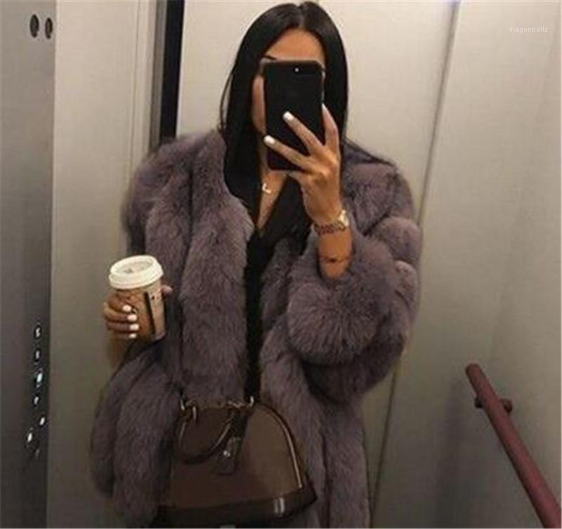 Winter Plus Size Womens Outerwear Luxury Womens Designer Coats Fashion Faux Fur Long Sleeve Thick Warm Coats