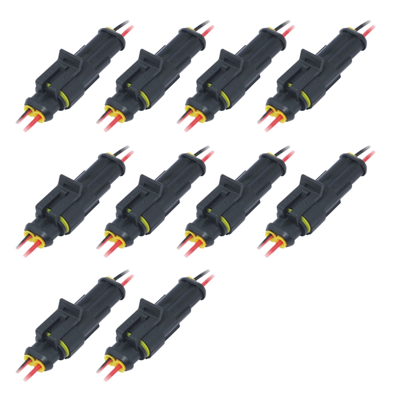 

10Pcs 2Pin Way Car Waterproof Male Female Electrical Connector Plug Wire Kit Set