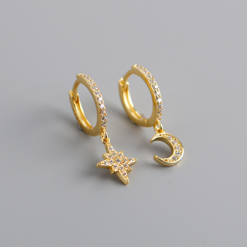 

Charming Women Earrings Jewelry 18k Yellow Gold Plaed Moon Star Earrings Allergic Free Earrings Nice Jewelry Gift