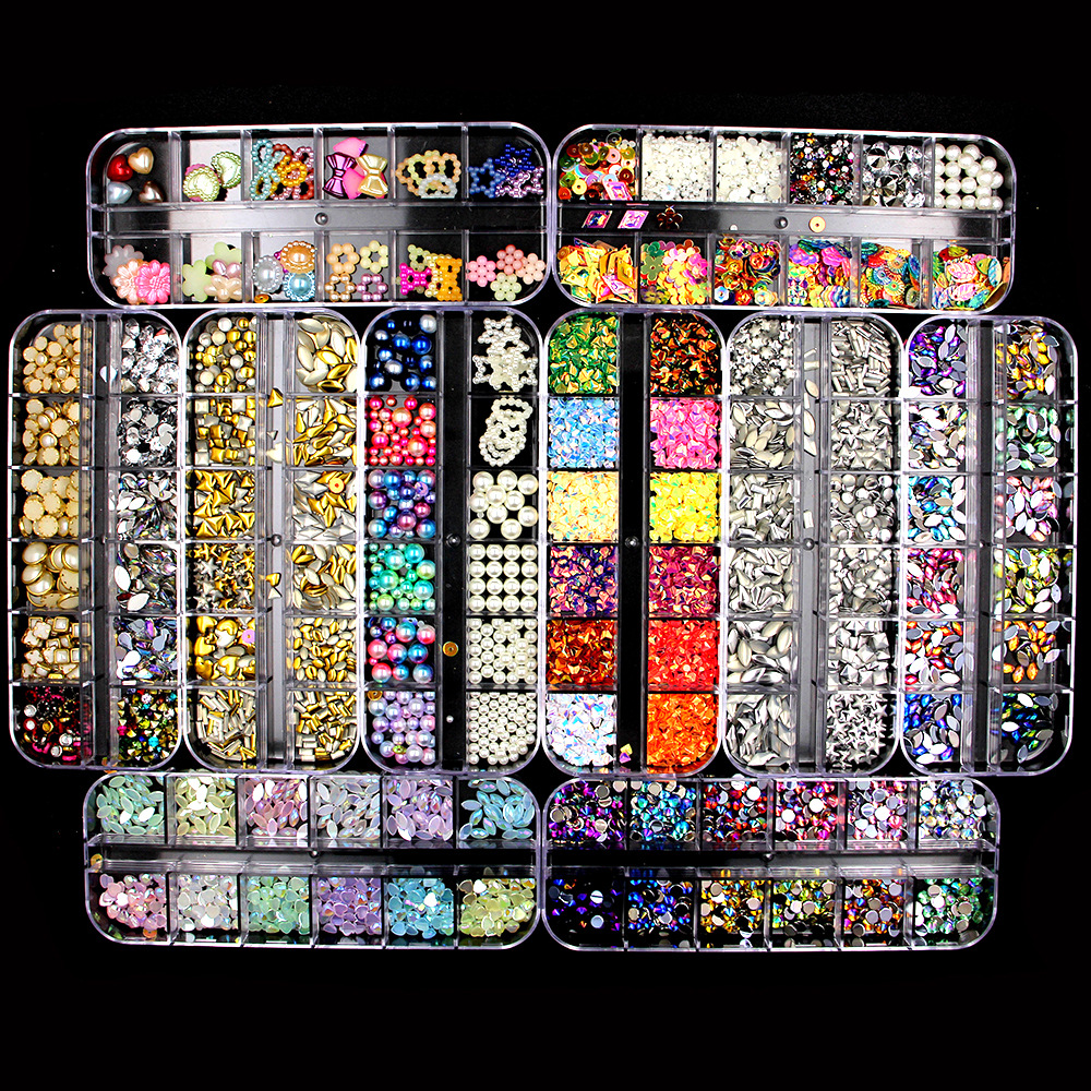 

Multi-size Nail Rhinestones 3D Crystal AB Clear Stones Gems Pearl DIY Nails Art Decorations Gold Silver Rivet Rhinestone