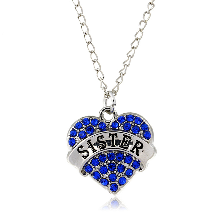 

10 style Mother Day gift Mom Daughter Sister Grandma Nana Family Necklace Crystal Heart Pendant Rhinestone necklace jewelry Wholesale FJJ102, Mixed styles