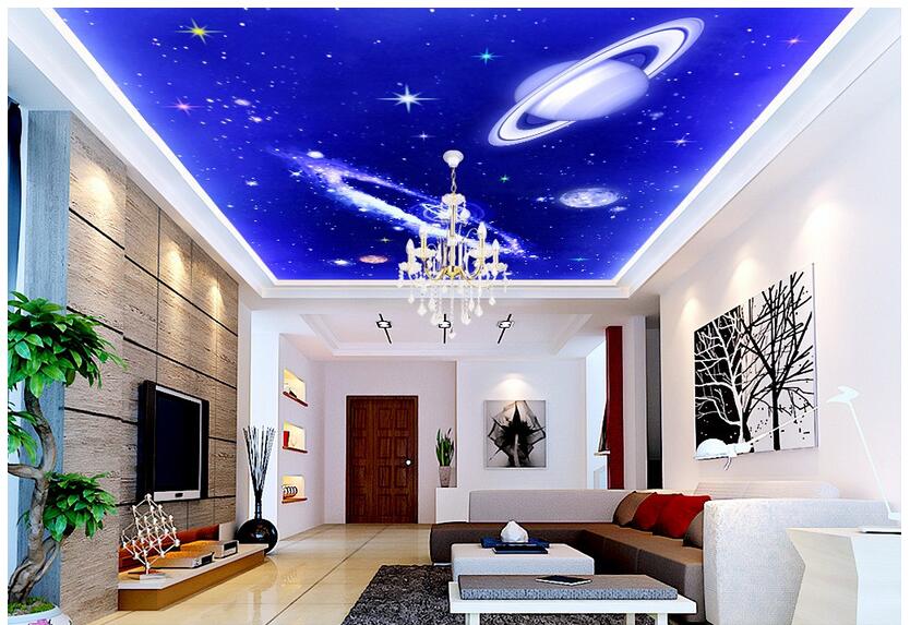 

3d ceiling murals wallpaper custom photo Blue starry sky shining backgrouund bedroom home decor 3d wall murals wallpaper for walls 3 d, Non-woven