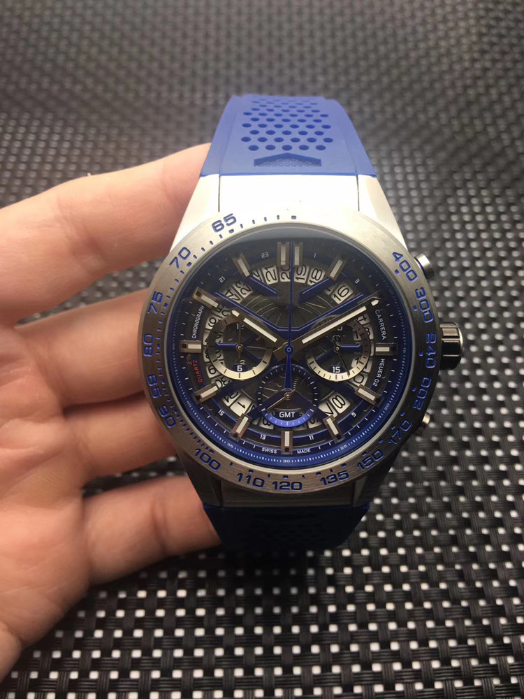 

Wholesale luxury watch 02 vk quartz movement multi-function timekeeping watch 46mm blue dial original watch buckle waterproof free delive