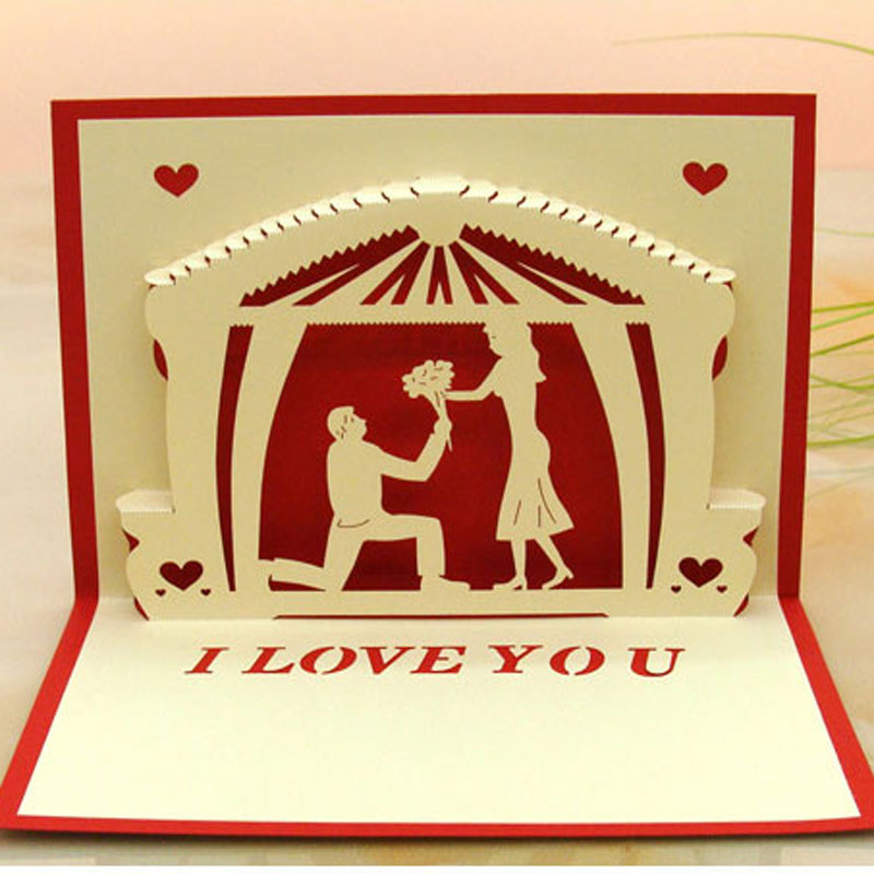 

Hot sale I LOVE YOU Romantic Couple Pop Up Greeting Cards Valentine's Day wedding Party Invitations Cards