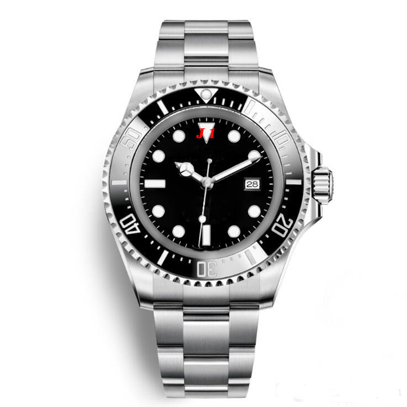 

R Series 44MM Black Dial Stainless Steel Bracelet Automatic Sapphire Mens Watch Watches With Luminous Dot Markers and Unidirectional Bezel