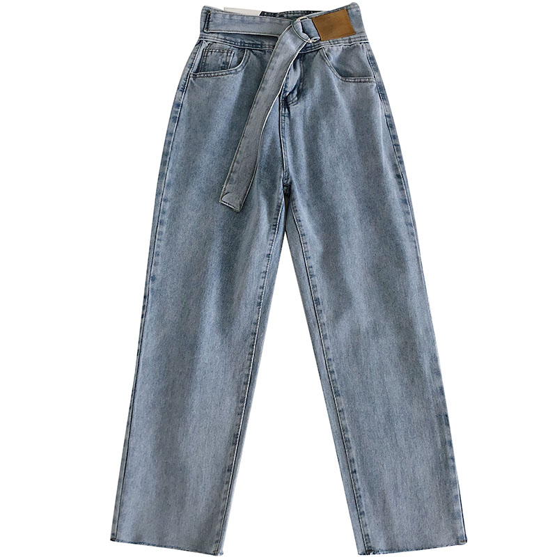 

Fashion High Waist Hip Denim Pants Loose Causal Burr Pocket Trouser Spring New 2020 Wild Harem Pantalones, Blue