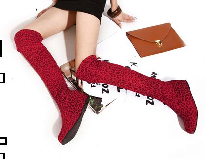 

New Arrival Specials Super Fashion Influx Sexy Tube Plus Velvet Trend Thin Legs Stretch Leapord Tide Overknee Boots EU34-47, Black