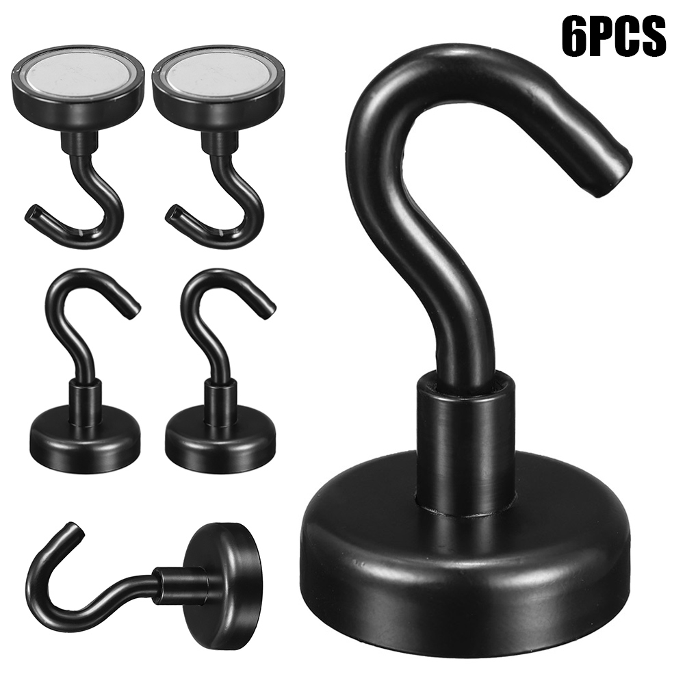 

6Pcs Convenient 22kg Strongest Rare Earth Neodymium Magnet Magnetic Hanging Hooks Holder Hogard NO16
