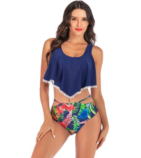 

Discount 2019 New Sexy Printed High Waist Bikini,Lotus Edge Swimsuit Woman flexible stylish Swimwear,sport yakuda beach swimsuit Bikinis set